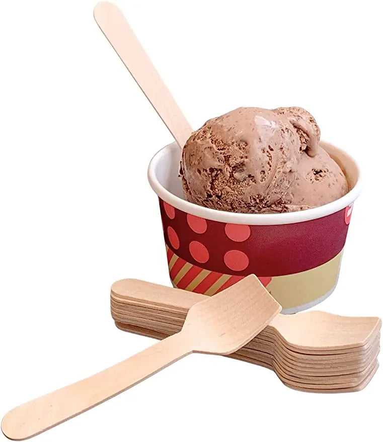 Disposable Spoons Ice Cream Making Machine Mini Wooden Spoon