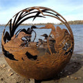 Outdoor Garden Wood Burning Fire Pit Burning Wood Stoves Firepit Ball Naturally Rusty