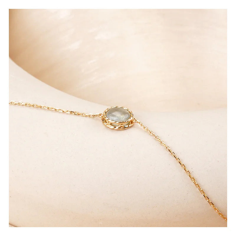 Customized Face Quartz Rose Labradorite Aventurine Gemstone Bracelet 925 Sterling Silver 14k Gold Plated Chain for Women Jewelry