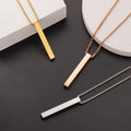 Personalized Vertical Bar Necklace Stainless Steel Simple Distorted Vertical Cuboid Bar Pendant Horizontal Bar Pendant Necklace