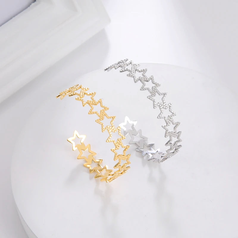 Fashion Women Hollow Star Gold Plated Bracelet Fashion Women Hollow Star Gold Plated Bracelet 18K Gold Cuff Open Bracelet