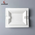 Chaoda 6/7.5 Inch Smokeless Ashtray Custom logo Ashtray with DIY logo Rectangle White Porcelain Cigar Ashtrays for Hotel