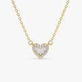 Delicate Valentine Jewelry Tiny 925 Sterling Silver Cz baguette Diamond Heart Shape Pendant Necklace for Women