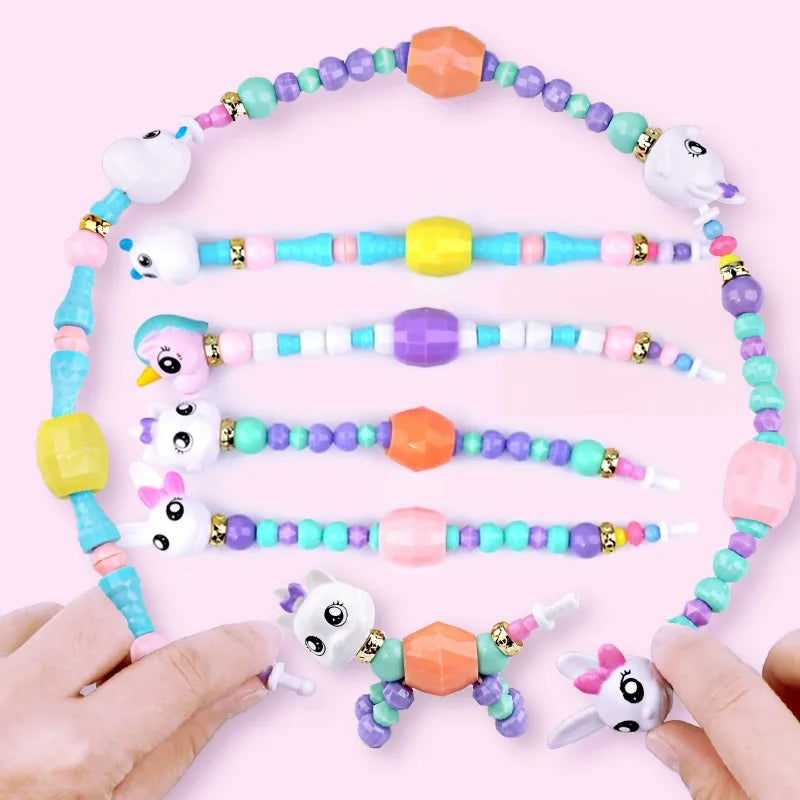 Cute Plastic Cartoon Animal Magic Deformation Bracelets Funny Kids Fashion Charm Beads Necklace Toys