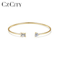CZCITY Cubic Zirconia Charm Woman Hand Designer Trending Lady Sterling Silver With Cz Cuff Bangle