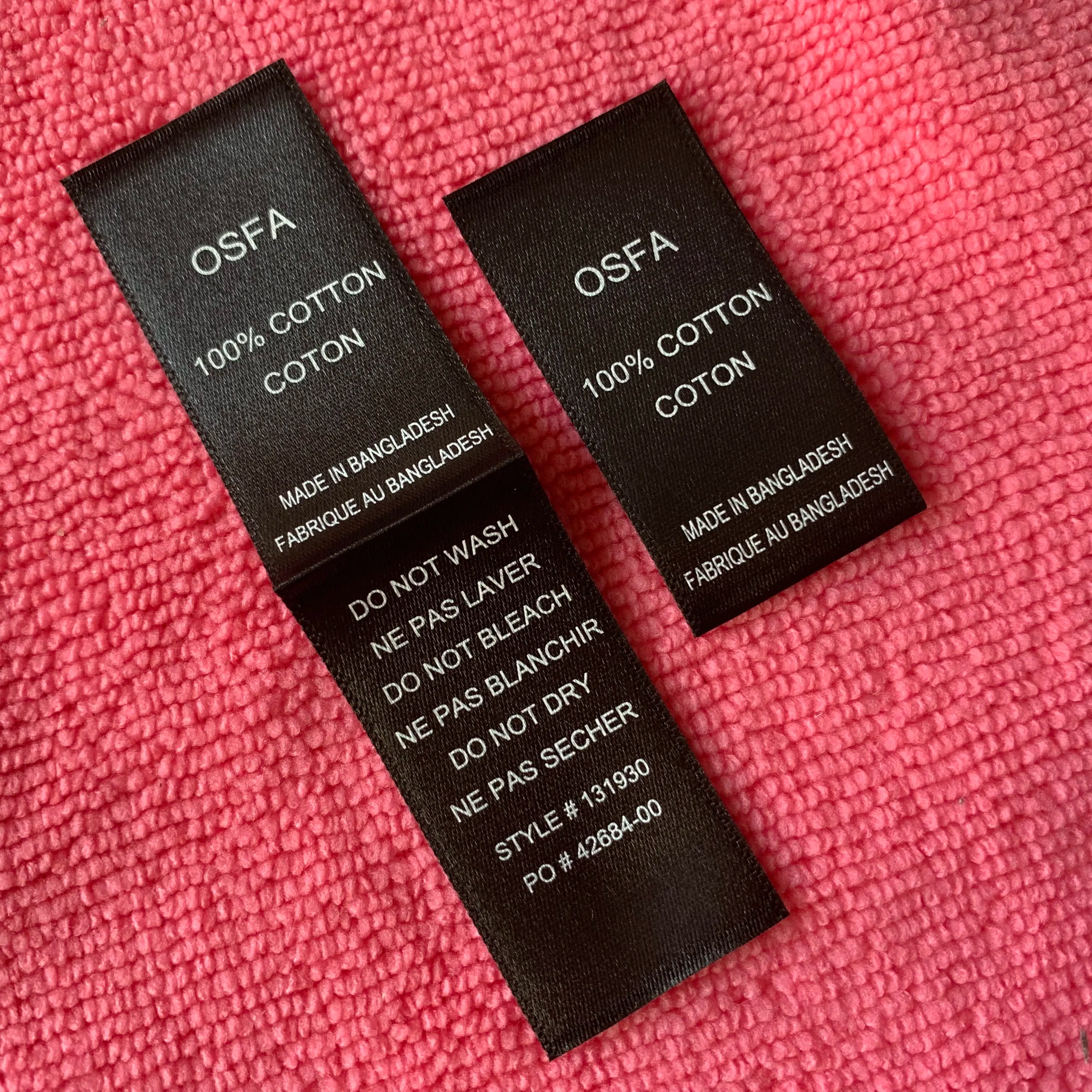 Private Design Black Inside Satin Care Labelhandmade Smooth Surface Printing Black Satin Label for Dress