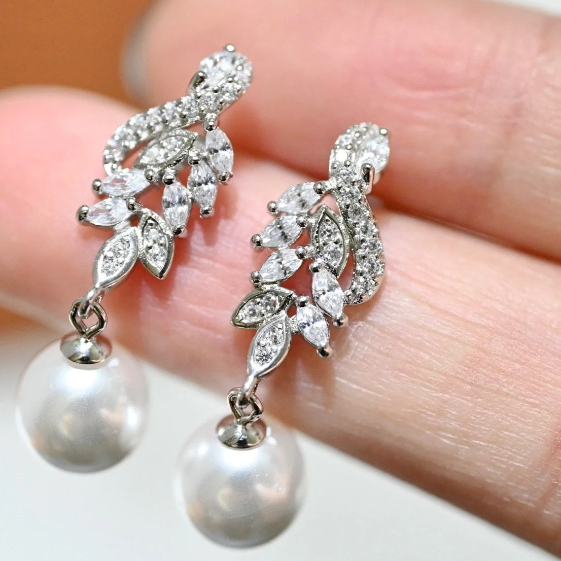 E2328 9-10mm DIY Natural Freshwater Pearl Charm Earrings Mounting Accessory 925 Sterling Silver Gold Plated  Jewelry
