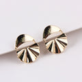 Unique Vintage Design Charms Wrinkle Brass Gold or Rhodium Plating Irregular Scalloped Clam Stud Earrings