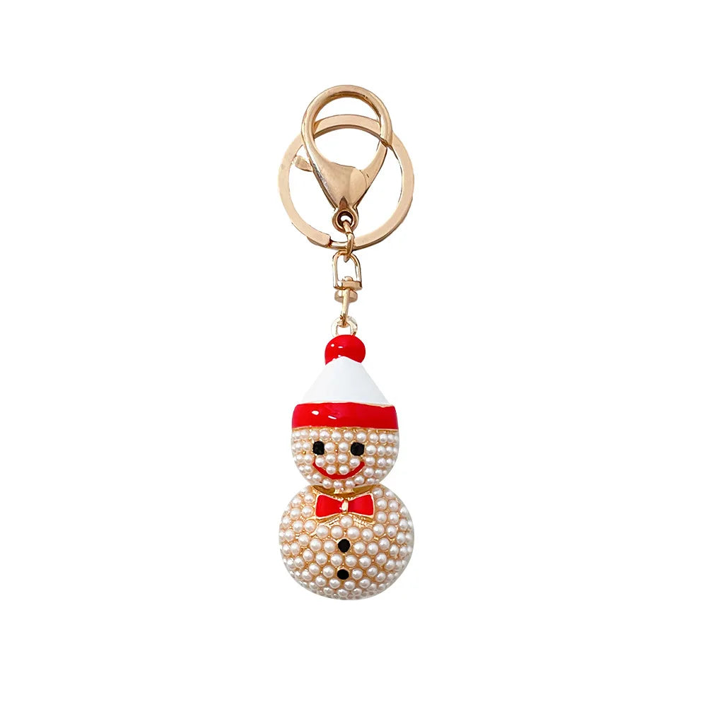 2024 Newest Christmas Series Bell Snowflake Keychains Rhinestone Christmas Tree Snowman Santa Claus Keychain for Gift