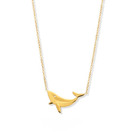 Chris April PVD Gold Plated 316L Stainless Steel Whale Ocean Vacation Style Pendant Necklace