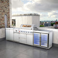 OEM/ODM Customized 304 Stainless Steel Modular Kitchen Outdoor Island with Built-in Gas Grill & Sink & Cabinet