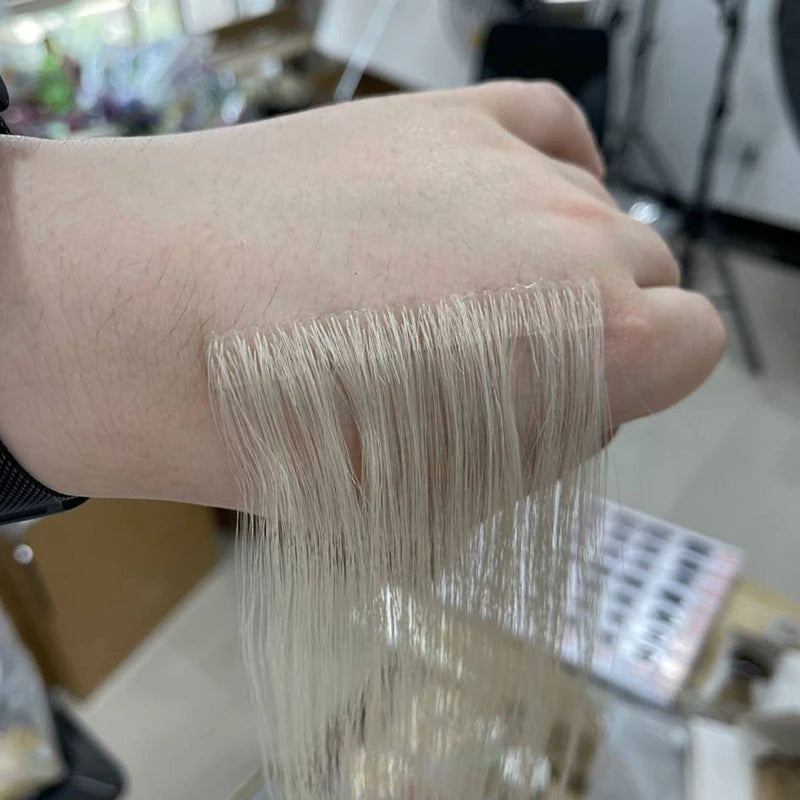 Seamless Injected Hand-Tied European Remy Human Hair Extension Invisible Tape Hair with Silky Straight Wave Style No Shedding