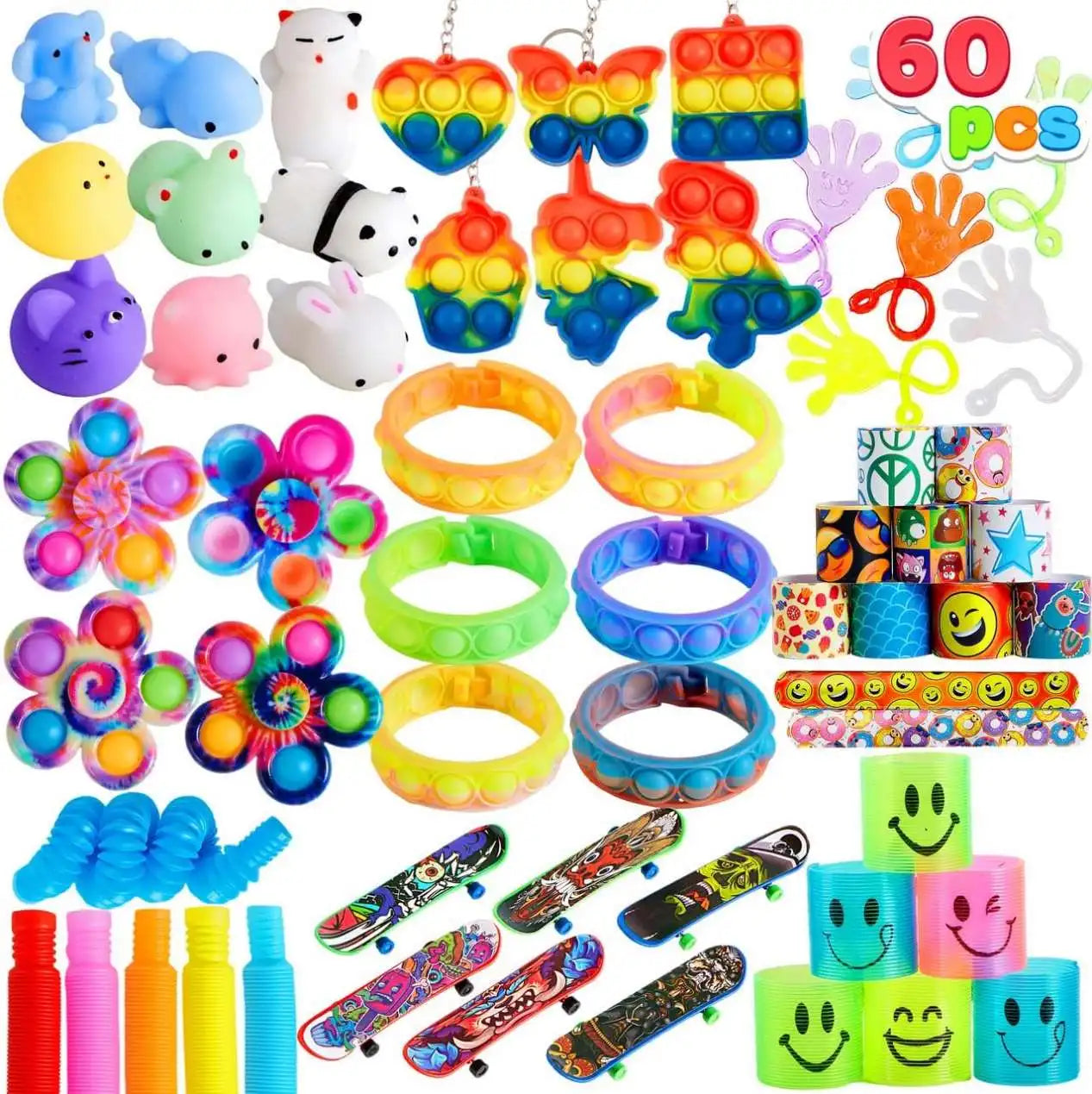 JYTZ0110 Stress Relief Anti-Anxiety Sensory Fidget Toys Set Push Pop Bubble Keychain Fidget Toys Set for Kids and Adults