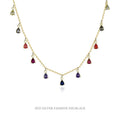 Simple Personality High Jewelry S925 Sterling Silver Gold Plated Jewelry Colorful Zircon Tassel Charm Necklace