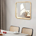 69CMWholesale Rural Style Indoor Square Wooden Wall Mirrors Large Solid Rubber Natural Wood Frame Mirror for Bathroom Living