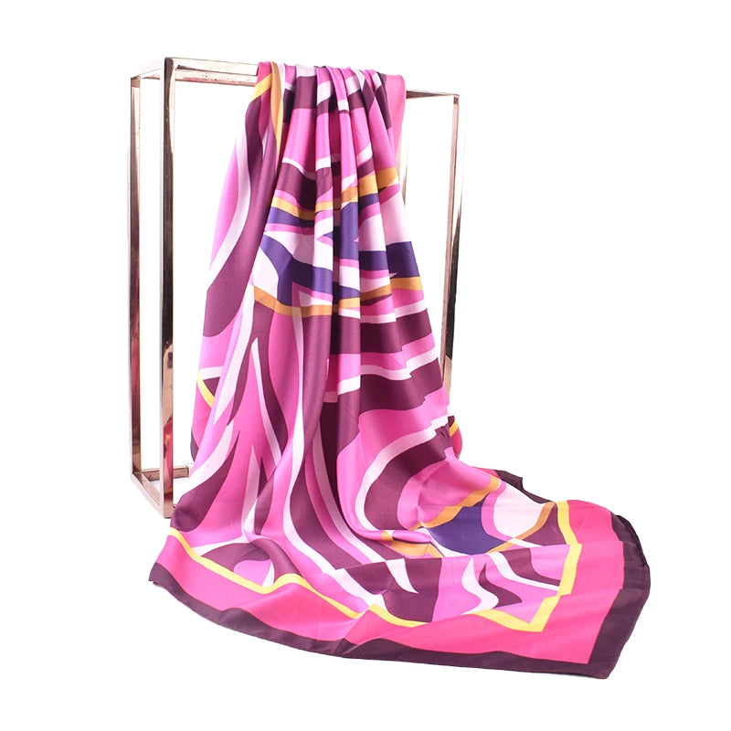 New Scarves With Irregular Pattern Printed Colorful Scarves Versatile Decoration 90*90cm Twill Satin Silk Square Scarves