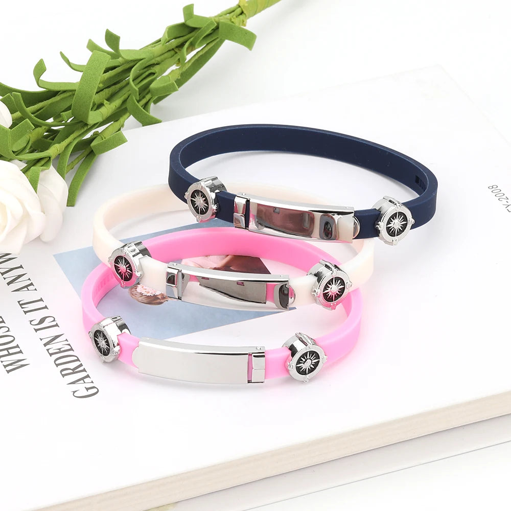 Various Color Stainless Steel Children's Trendy Rose Gold Plated Power Bangle Balance Ion Magnetic Wristband Energy Bracelet