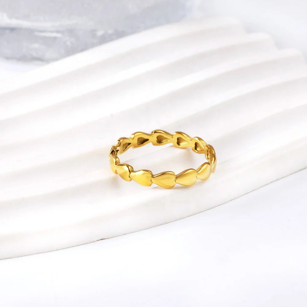 European American Trends Waterproof Stainless Steel Ring Jewelry Non Tarnish Plated 18k Gold Full Circle Love Ring