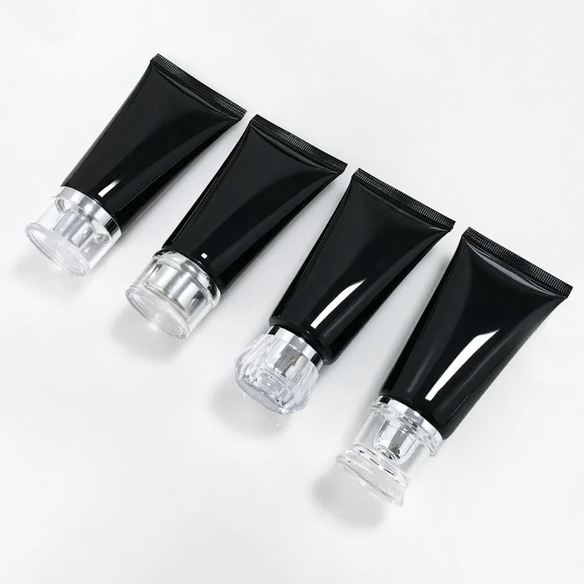 50g Empty Matte Black and Bright Black Soft PE Tube for Hand Cream Lipstick Lip Balm UV Printing Label Airless Squeeze Bottle