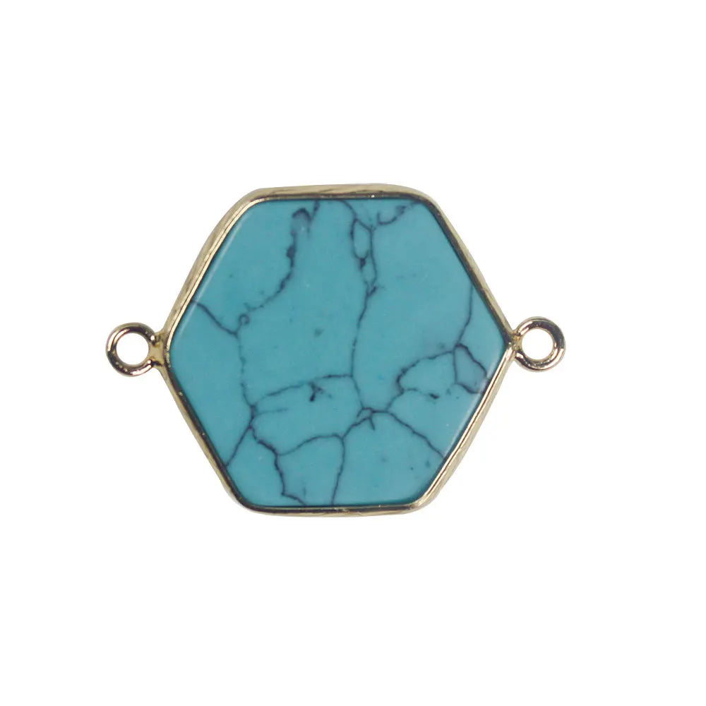 HZ Wholesale Natural Blue Turquoise Healing Stone Aura Pillar Necklace Colorful Electroplated Crystal Point Pendant Jewelry