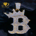 Fine Jewelry Pendants Charms Bling Bling Moissanite Pendant Letter B S925 10K 14K 18K VVS Diamond Initial Pendant With Crown