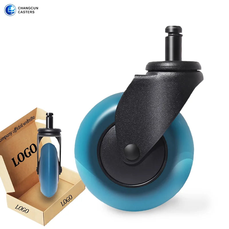 Office Chair Caster Wheels With Rgb Lights 3 Inch Twin Ball Bearing Replacement Computer Gaming Chair Threaded Stem Casters