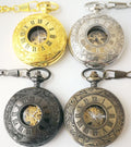 Antique Hollow Manual Hand Winding Retro Roman Mechanical Pocket Watches