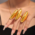 New Trendy Personalized Chunky Dome Ring Stainless Steel 18K Gold Plated Wide Full Glossy Rings Titanium Steel Ring for Women