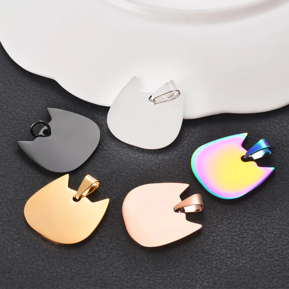 Stainless Steel Titanium Steel Cat Head Dog Tags Pet Identity Tags Spot Metal Hanging Tags Jewelry Accessories