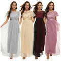 LD-115 Luxury Gowns for Women Evening Dresses Short Sleeve O-Neck High Waist Sequin Party Dress Women Elegant Bridesmaid Dresses