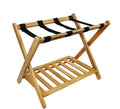 Bamboo Luggage Rack With Shelf Wooden Folding Luggage Rack for Guest Room Bamboo Baggage Stand for Entryway Hallway
