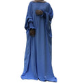 2023 Latest Arabic Ladies Crepe Maxi Abaya Dress Islamic Women's Clothing Butterfly Frill Cuff Traditional Muslim Clothing