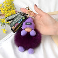 Kawaii Sleeping Baby Doll Plushie Keychain Plush Doll Rabbit Fur Pom Pom Key Chains Handbag Bag Charms Pendant Christmas Gifts