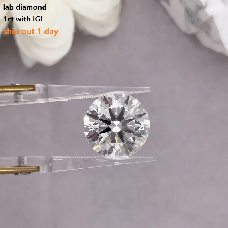1 Carat 0.5CT 0.3CT Starsgem Wholesales Price IGI Lab Grown Diamond Round Brilliant Cut D VS VVS Clarity White HPHT CVD Diamond