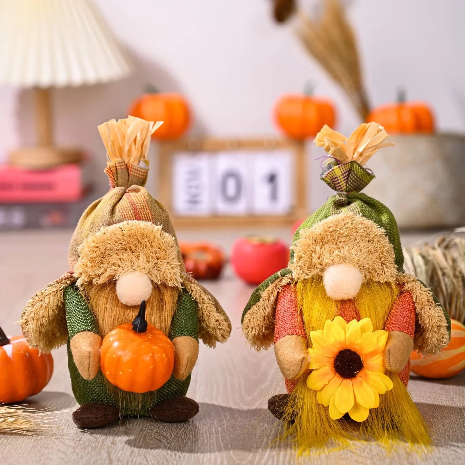 Short and Fat Fur Hat Head Pumpkin Sunflower Faceless Doll for New Harvest Season Decoration Hot Selling for Thanksgiving