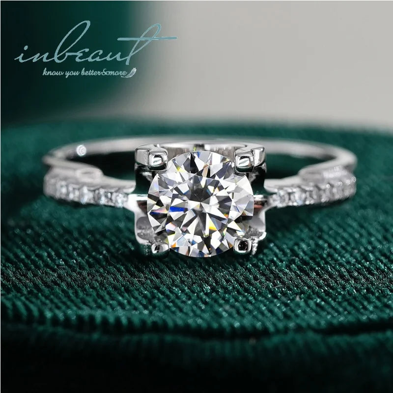 Silver 925 Original 2 Carat Brilliant Cut Diamond Test Past D Color Moissanite Wedding Cow Head Ring for Women Fine Jewelry