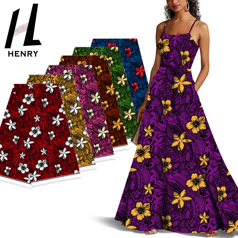 Accept Customization New Fabric for Polynesian Skirts Floral Print Polyester Fabric for Skirts and Dress
