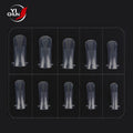 100 Pcs Transparent Paper-Free Tray Acrylic Molded Artificial Fingernails Nail Extension Form System Building Poly Nail Salon