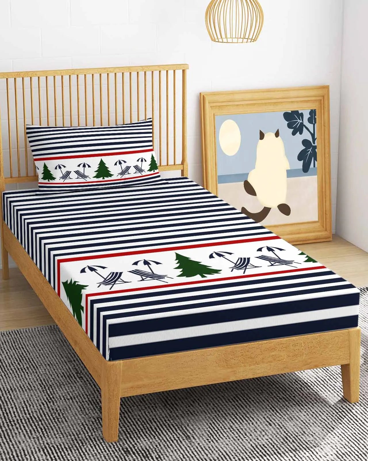 Wholesale Christmas Lines Super Soft Easy Care Microfiber 3-Piece Deep Pockets Bed Sheet Set for Home