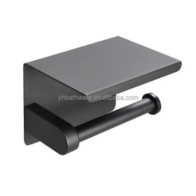 Modern SUS304 Stainless Steel Wall Mounted Toilet Paper Roll Holder with Phone Shelf Bathroom Tissue Paper Holder