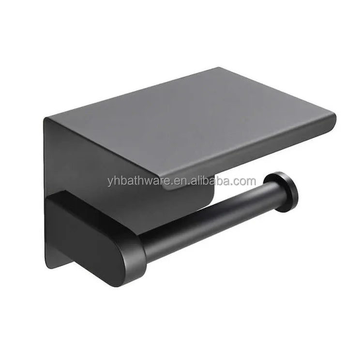 Modern SUS304 Stainless Steel Wall Mounted Toilet Paper Roll Holder with Phone Shelf Bathroom Tissue Paper Holder
