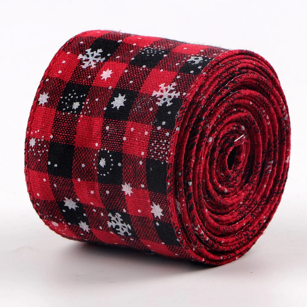 Polyester Christmas Tartan Plaid Ribbon Single Face Check Design for Festive Holiday Decorations