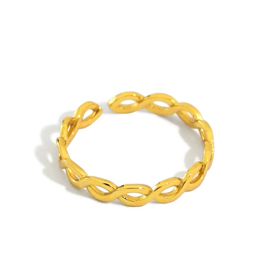 Trendy Twisted Rings 925 Sterling Silver Ring Rhodium 18k Gold Jewelry Adjustable Ring for Women