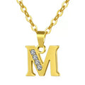 M Factory Custom Initial Letter Necklace Initial Chain Cubic Zirconia Crystal Stainless Steel Charm 26 Letters Pendant DIY 2025