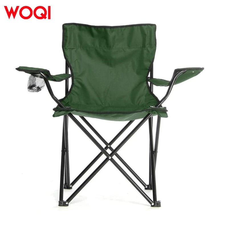 WOQI Portable Folding Camping Chair Cup Holder for Outdoor Activities Beach Park Hotel Use Durable Metal Includes Carry Bag