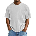 RNSHANGER EU Size Waffle Men's T Shirts Casual Summer Solid Color Short-sleeved Tee Top Streetwear Round-neck Thin Male T-shirt