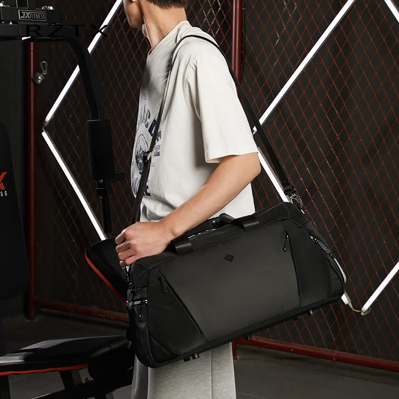 Fashion Custom Logo Luxury Sport Gym Waterproof Travel Duffel Bag with USB Portable for Women and Men Black Color