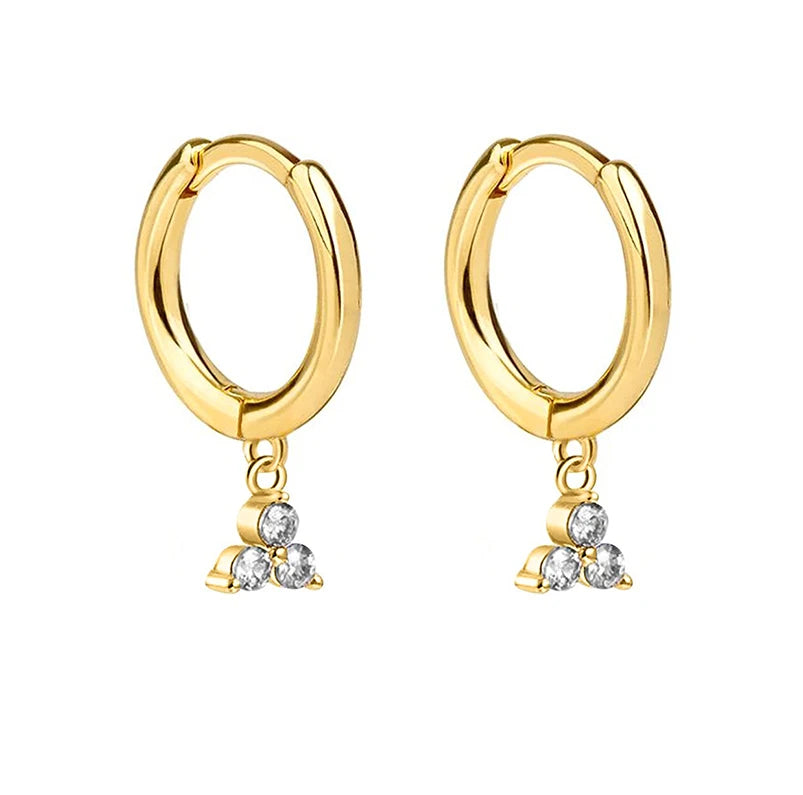 Gemnel Fashion Cubic Zirconia Gold Plated Pure Piercing Huggie Hoop Earrings