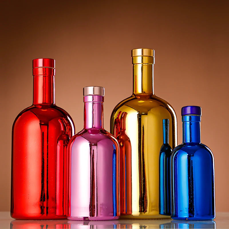 Custom Label and Cork 750ml 1000ml Coloured Glass Vodka Bottles Screen Printed for Wine