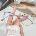 2024 Trendy Diamond Cat Eye Anti Blue Light Computer Female Metal Glasses Wholesale Women Eye Spectacle Eyewear